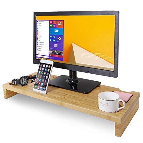 LORYERGO Supporto per Monitor con Altezze Regolabili & Angolo di rotazione Monitor PC Laptop Stampante Monitor da Scrivania con Slot Multifunzione Extra 
