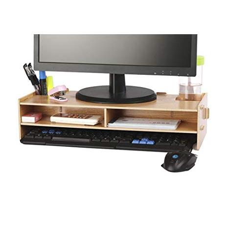 Nero Stand in Legno per Schermo PC Computer TV kalibri Supporto per Monitor Universale Base da scrivania Rialzo per Notebook Portatile iMac 